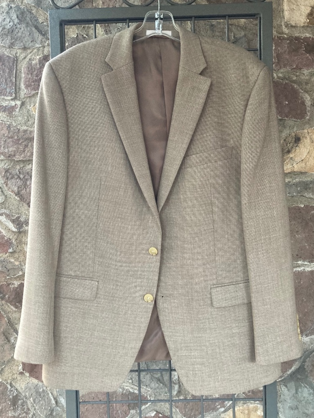 Mens Ralph Lauren Linen Blend Blazer Sport Coat Beige Tan Size 44R
